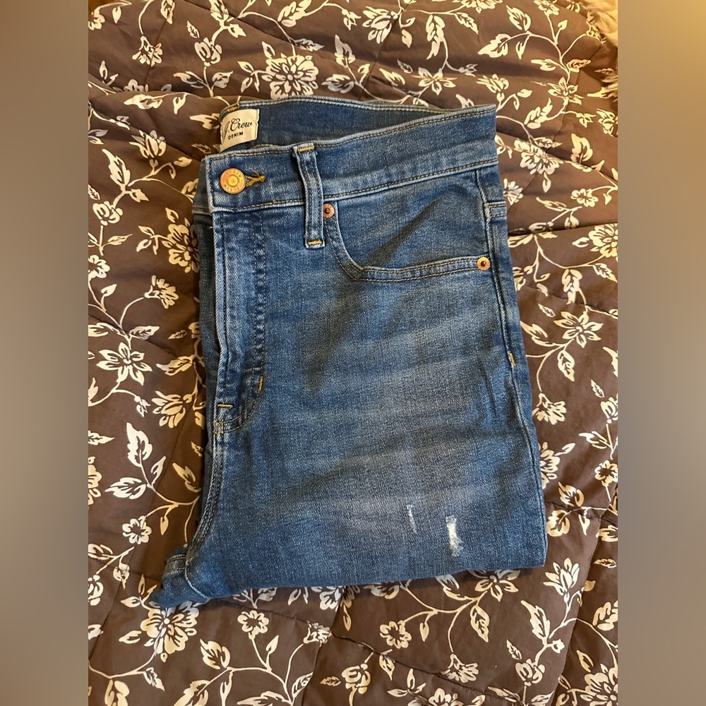 Jcrew 10” Toothpick raw hem jeans